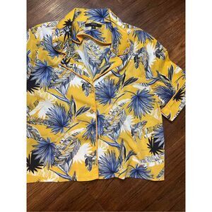 Very j short sleeve crop top small floral button down 70s